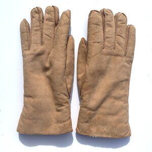 VTG Women’s Fownes Suede Leather, Faux Shearling Lined Gloves Tan, Large